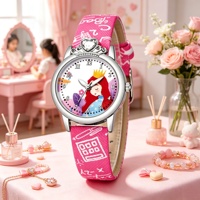 Montre-bracelet à quartz pour enfants, boîtier en alliage, bracelet en cuir PU lisse, montre analogique pour l'apprentissage du temps pour garçons et filles