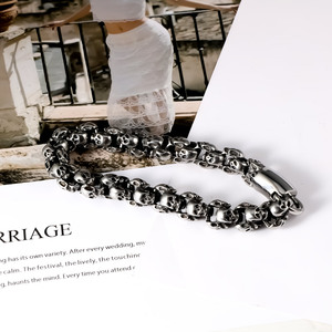 Pulsera de acero de titanio con diseño de calavera para hombre, 20 cm, 22 cm, diseño geométrico, regalo, joyería - Product Image 2