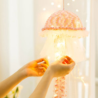 Kit DIY de lampe suspendue en forme de méduse tricotée à la main, colorée, avec du coton et du polyester pour les loisirs créatifs pour bébés
