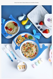 5 pezzi Vajilla ninos platos de bamboo bambu piatti 5 pezzi <span class=keywords><strong>set</strong></span> per l'alimentazione dei bambini, <span class=keywords><strong>set</strong></span> da cucina per bambini <span class=keywords><strong>set</strong></span> da pranzo per bambini in fibra di bambù - Product Image 3