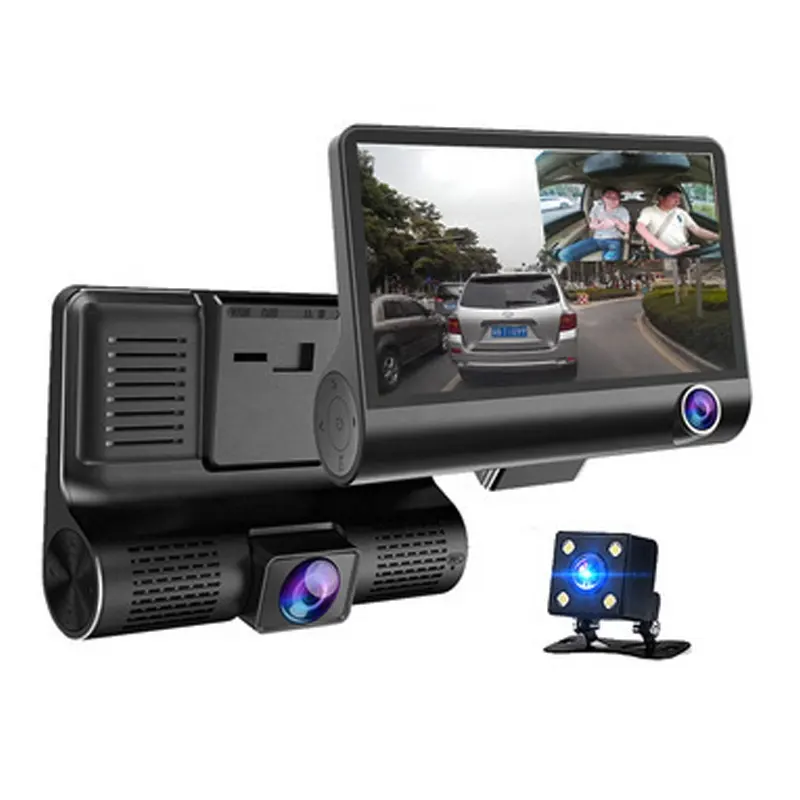 كاميرا داش للسيارة الأمنية الرقمية ، شاشة IPS بشاشة Fhd p 3 عدسة كاميرا داش للسيارة Dvr