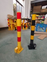 ROADSAFE-Verrouillage de Parking Colonne en Acier Flexible, Anticollision, Jaune et Noir, Borne Amovible avec Clé, 600mm, 660mm
