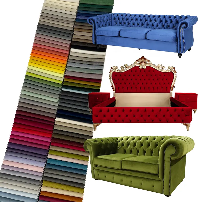 Hà Lan vải nhung cho rèm và sofa bọc vải thiết kế mới sang trọng chất lượng cao ô liu màu xanh lá cây tùy chỉnh đồng bằng nhuộm