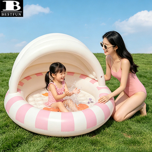 <span class=keywords><strong>Piscina</strong></span> <span class=keywords><strong>Inflable</strong></span> <span class=keywords><strong>para</strong></span> Bebés <span class=keywords><strong>con</strong></span> Toldo, PVC Reforzado, Color Rosa Cereza, Piso Suave <span class=keywords><strong>para</strong></span> Jugar al Aire Libre en el Patio Trasero - Product Image 1