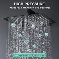 Ensemble de douche carré encastré noir avec pommeau de douche et robinet thermostatique mural pour salle de bain