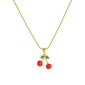 Cherry Pendant Gold Plated Stainless Steel Necklace And Earrings Set For Women Fashion Jewelry Gift - Product Image 5
