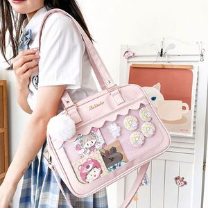 Korean Japanese for Ita Bag Transparent Pin Badge PU Soft Girlish Student Shoulder <b>Square</b> Bag Fashionable Anime Crossbody Doll - Product Image 1