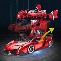 Voiture télécommandée robot transformable AMENON avec contrôle par application, lumières LED, 2,4 GHz, échelle 1:18, rechargeable, rotation à 360°, cadeau d'anniversaire