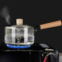 Marmite à soupe en verre borosilicate à poignée unique, compatible induction, plaque de cuisson électrique en céramique, style occidental, transparente