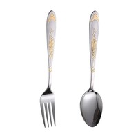 Ensemble de fourchettes et cuillères en acier inoxydable, finition brossée, nouveau style chinois, pour fruits et nouilles instantanées, haute valeur esthétique