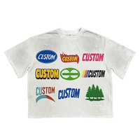 T-shirt personnalisé 100 % coton avec impression DTG, effet délavé à l'acide, coupe ample et épaisse, style vieilli pour homme