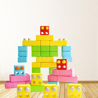 Mainan konstruksi edukasi anak-anak, mainan sensor dorong gelembung blok bangunan Puzzle Fidget bangunan Modern 50 buah