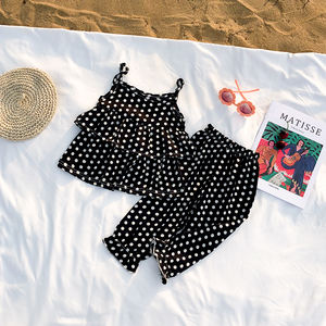 Ropa Barata al por Mayor, Top de Verano para Niña con Estampado de Lunares, Chifón sin Mangas, con Tirantes, Multicapa y Elástico - Product Image 2