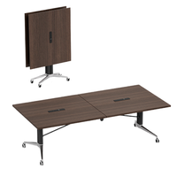 Bureau de travail portable extensible et pliable en bois - Table de conférence et de formation minimaliste à usage commercial, taille personnalisable