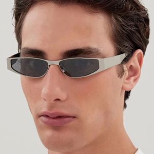 Lunettes de soleil rectangulaires rétro 2025 avec logo personnalisé, petite monture, protection UV400, style œil de chat en métal pour hommes et femmes - Product Image 1