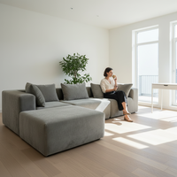 Canapé d'angle 7 places le plus vendu en gros, design moderne en éponge sans armature, idéal pour hôtels, revêtement rembourré personnalisable pour salon