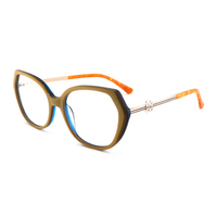 Monture de lunettes en acétate pour femme, design rétro minimaliste vintage, motif bicolore, légère et durable