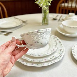 <b>Ceramic</b> Serving Plates and Bowls Floral Garden Oven Safe Hand Painted Stoneware Dinnerware <b>Set</b> Rose Porcelain Dinner <b>Set</b> - Product Image 5