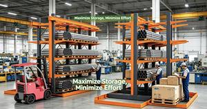 Cantilever Racks Steel Double-Sided Blue Powder Coated 6000mm Height 1800mm Arm Length Space Saving Warehouse <b>Storage</b> <b>System</b> - Product Image 5