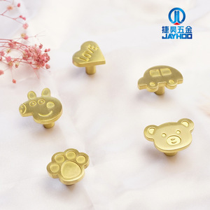 JAYHOO Children's Room Cabinet Knobs Brass Cartoon Animal Shape Safety Pulls For Kids Furniture - Product Image 1