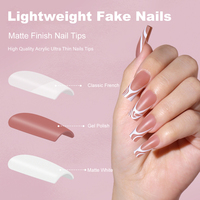 Vente Chaude Ongles à Presser de Haute Qualité Doux French Manucure en Gros Logo Personnalisé Cercueil Moyen Faux Ongles Pré-Appliqués 30 pièces