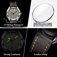 Montre à quartz pour homme Poedagar 689, cadran gris, bracelet en cuir marron, décontractée, pour affaires, étanche, avec date