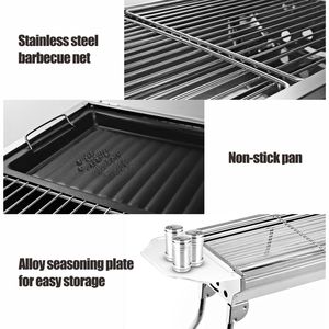 HOMFUL Bestseller: Klappbarer Outdoor-Holzkohlegrill, Verdickter BBQ-<span class=keywords><strong>Grill</strong></span> mit Edelstahlgitter - Product Image 4