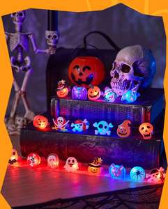 Accessoires de fête d'Halloween Lumière LED Anneau lumineux et sombre Citrouille Fantôme Crâne Chauve-Souris Anneau de doigt Jouets - Product Image 6