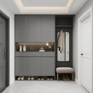 Organizador de Zapatos Minimalista Personalizado con Espejo Integrado para Sala de Estar, Entrada, Villa, Renovación y Organización del Hogar - Product Image 3