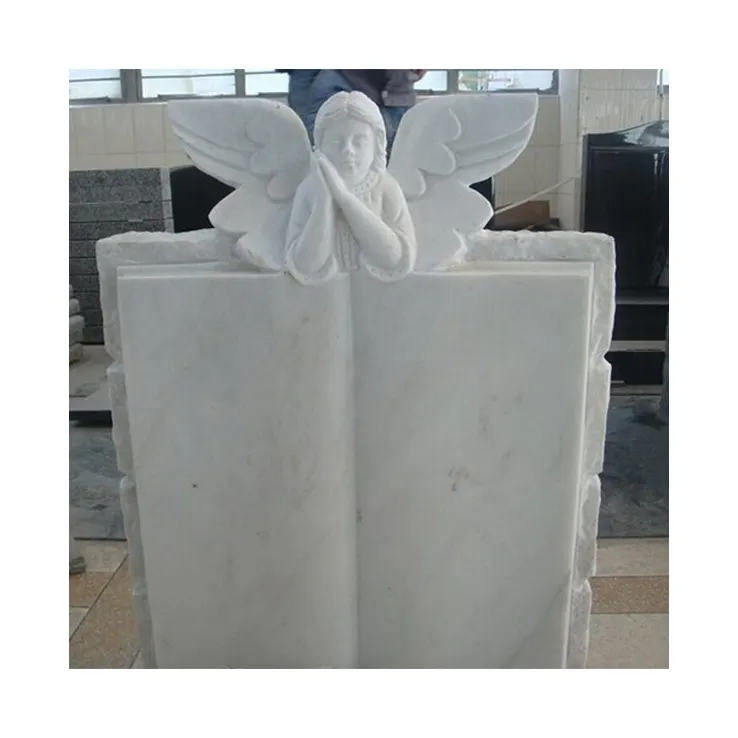 Топовый дизайн, натуральный белый мраморный Ангел, гравировка, дизайн книги, надгробие, надгробие