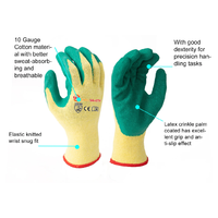 Gants de travail en coton de calibre 10 SNELL Safety, enduits de latex, antidérapants, imperméables, conformes à la norme EN388, pour travaux de construction et industriels
