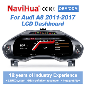 Tableau de bord numérique Navihua pour voiture, système Linux avec Carplay, écran LCD, jauge d'instrument, cockpit pour Audi A8 2011-2017 - Product Image 1