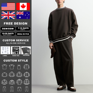 Sudaderas KingSen personalizadas con logotipo bordado, de algodón y felpa, 400gsm, cuello redondo, estilo retro, oversize, para hombre. - Product Image 2