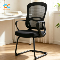 Chaise de bureau professionnelle à base de chariot, dossier haut en maille, support lombaire, siège en tissu, chaise d'invité pour réception, noire
