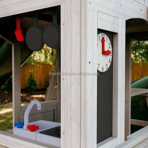 Casa de juegos infantil de madera para exterior, equipo de juegos de madera para jardín, columpios para patio. - Product Image 2