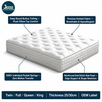 Matelas compressé sous vide avec capitonnage boutonné et tissu tricoté |   Fabrication personnalisée OEM/ODM prise en charge