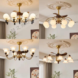 Un nouveau <span class=keywords><strong>lustre</strong></span> <span class=keywords><strong>ventilateur</strong></span> à spectre complet avec une lampe en kaki dans un salon de style moyen et un plafond de style shanghai <span class=keywords><strong>ancien</strong></span> - Product Image 1