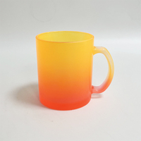 Tasse en verre de pulvérisation de couleur bicolore personnalisée de 11oz tasse en verre dépoli de style île tasse souvenir pour jus de lait