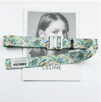 Ceinture en alliage coloré avec imprimés graffiti géométriques, boucle plaquée argent, style streetwear tendance