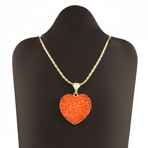 Colgante romántico con forma de corazón para mujer, colgante de collar con estilo punk, de azúcar de naranja natural, cadena de serpiente inspirada, para regalo - Product Image 1