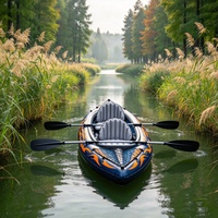 Kayak Gonflable Double Portable à Chambres d'Air Multiples, Résistant aux Perforations, avec Filet de Chargement et Sièges, Écologique, Garantie 1 An