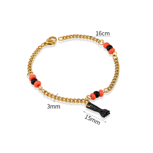 Nouvelle arrivée enfant bijoux perle bracelet à breloques en acier inoxydable hypoallergénique bébé perlé noir poing lien <span class=keywords><strong>gourmette</strong></span> chaîne Bracelet - Product Image 1