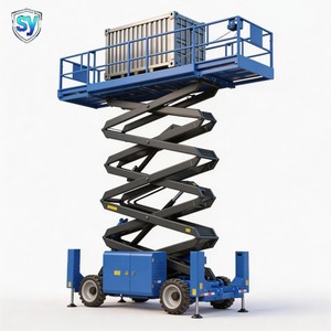 Plateforme de travail élévatrice <span class=keywords><strong>mobile</strong></span> à ciseaux tout-terrain, alimentée au diesel/à batterie, hauteur de travail 22 m, certifiée CE pour ponts - Product Image 1