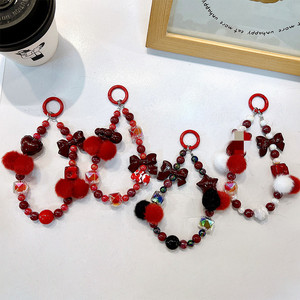 Mignon en plastique perle sac breloque sac à dos pendentif porte-clés mignon poupée perlée téléphone dragonne perle rouge chaîne <span class=keywords><strong>de</strong></span> téléphone portable - Product Image 6