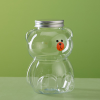 Bouteille d'eau en plastique personnalisée en forme d'ours en peluche de 300 ml et 500 ml, tasses à café et à jus mignonnes en forme de dessin animé pour le thé et le lait – Vente en gros