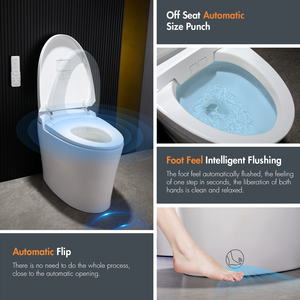 Siège de toilette intelligent pour salle de bain, douche, au sol, siège de toilette blanc automatique intelligent, fonction de nettoyage à chasse d'eau automatique - Product Image 4