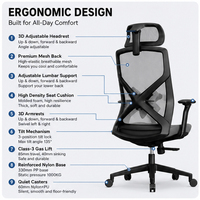 Chaise de bureau ergonomique à dossier mi-haut en maille pour personnes de grande taille, réglable en hauteur, pivotante et compatible repas
