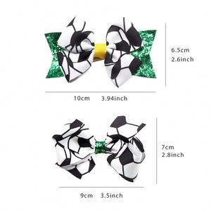 YUSE SG-7 Pince à cheveux imprimée football européen et américain, mignonne, en plastique pailleté, pour le sport, 9,5x8cm, pour filles, usage domestique, pour les fans - Product Image 2