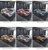 Luxuriöses Kingsize-Bettgestell, Schlafzimmermöbel-Set, Modernes California-Doppelbett, Super-Kingsize-Bett mit Smart-Lederbezug