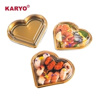 KARYO-Plateau à Sushi en Plastique Jetable avec Couvercle Transparent Anti-buée, Boîte d'Emballage Alimentaire à Emporter en Forme de Coeur, Imprimé Personnalisé, 2117